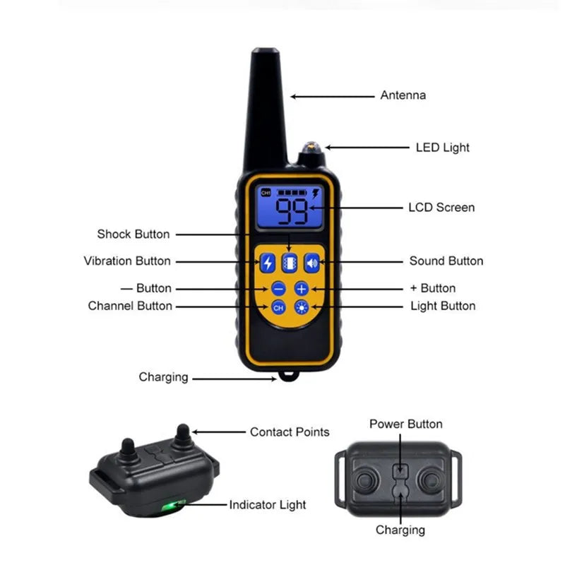 Rechargeable Waterproof Dog Training Collar with Remote