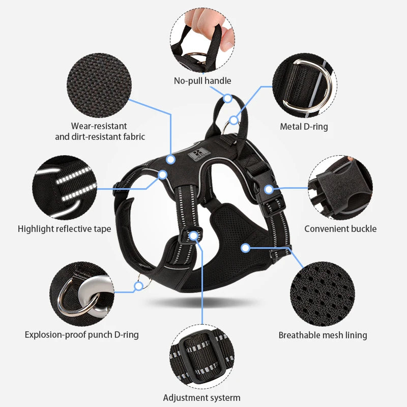 No-Pull Reflective Adjustable Dog Harness
