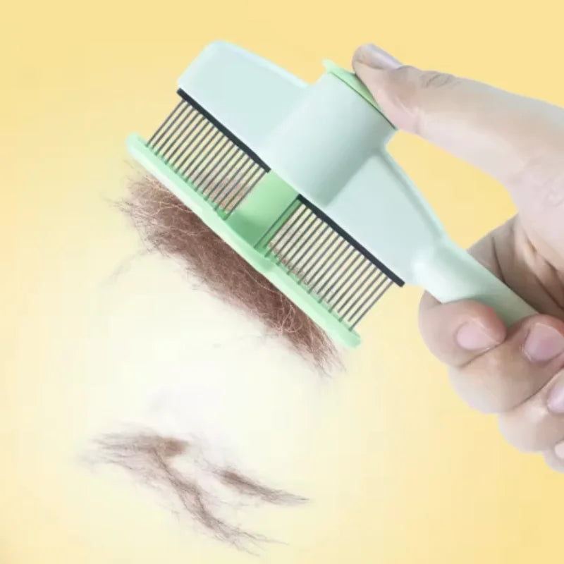 Self-Cleaning Pet Grooming Brush – One-Button Hair Remover