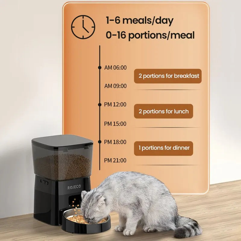 ROJECO Automatic Pet Feeder – Button Control