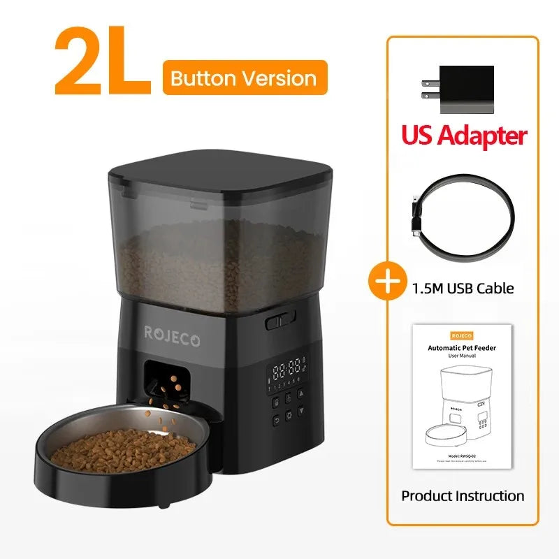 ROJECO Automatic Pet Feeder – Button Control