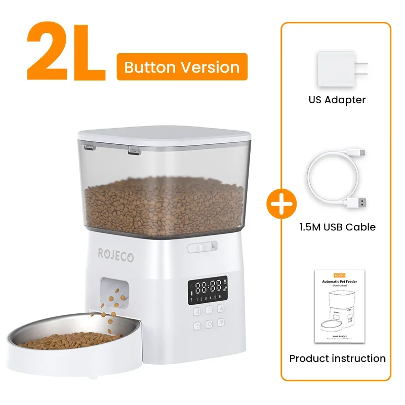 ROJECO Automatic Pet Feeder – Button Control