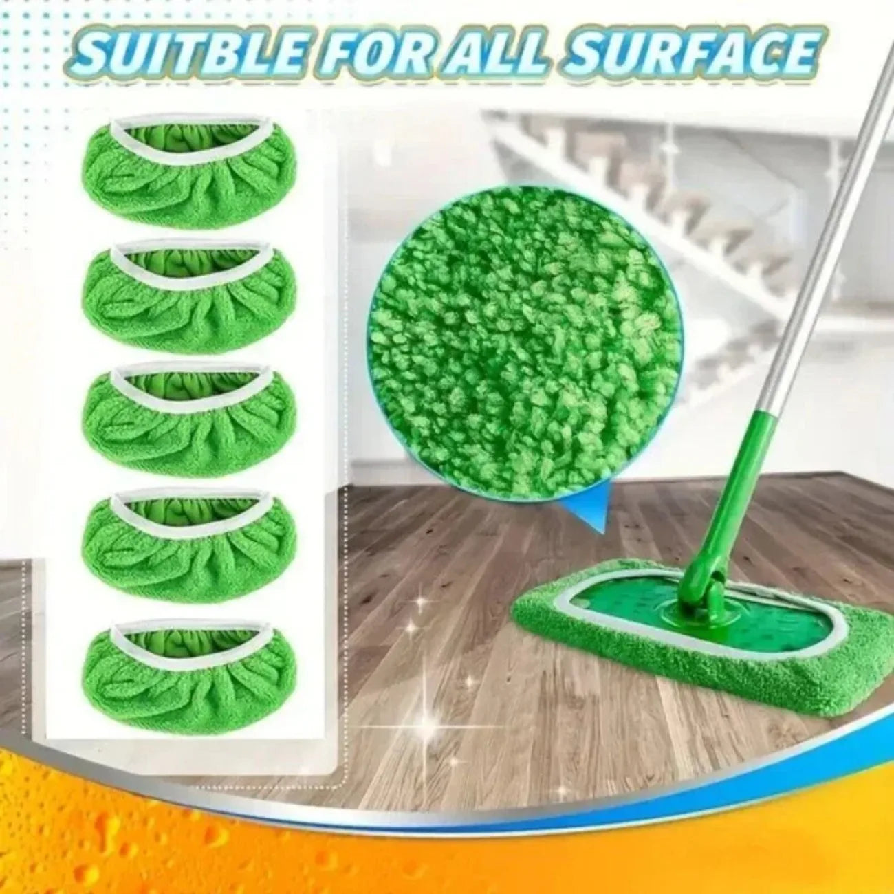 Eco-Friendly Reusable Flat Mop Pads – 6 Pack