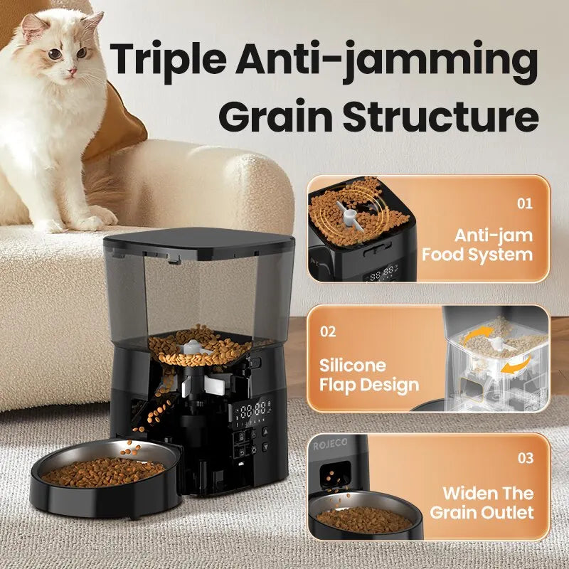 ROJECO Automatic Pet Feeder – Button Control