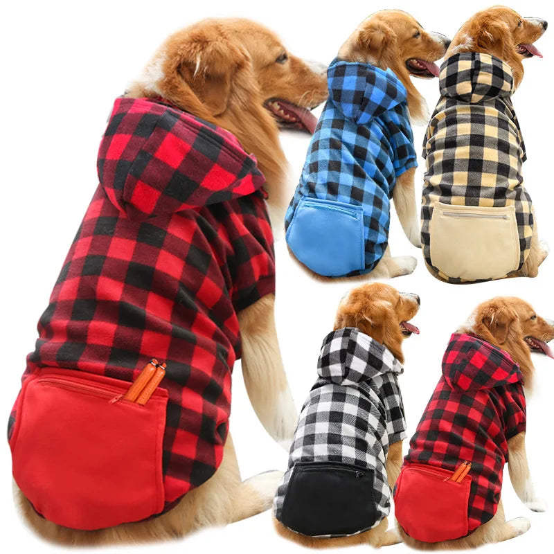 Reversible Plaid Winter Dog Coat