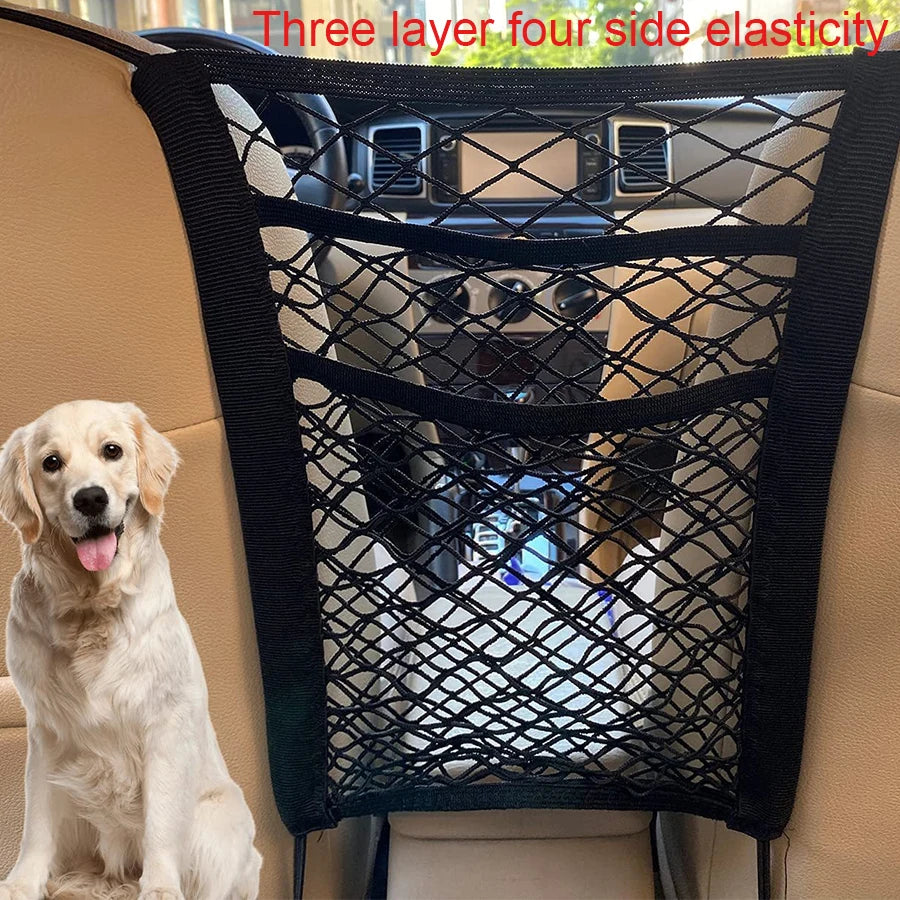 Pet Car Safety Barrier with Storage Pocket